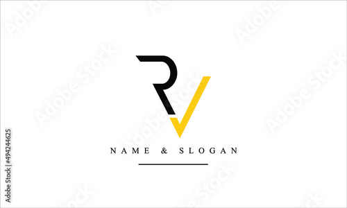 RV, VR, R, V abstract letters logo monogram