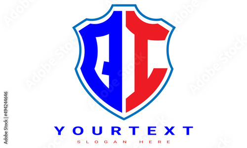 QI shield sports two letter geometric minimalist creative logo design