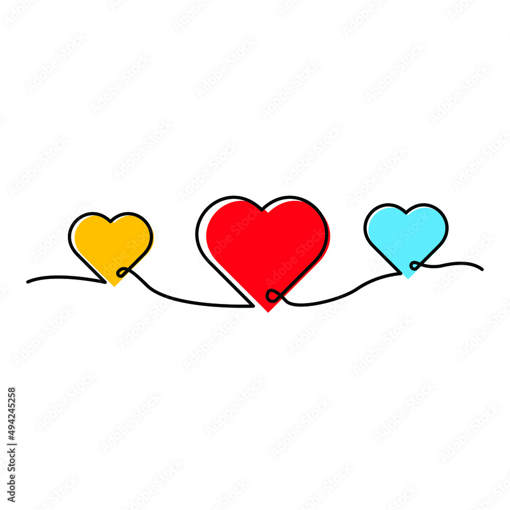3 set of love one line continuous drawing