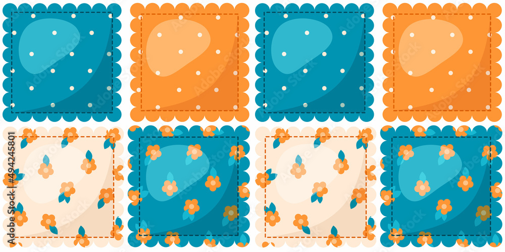 seamless pattern of cute lacy vintage pillows in harmonious colors