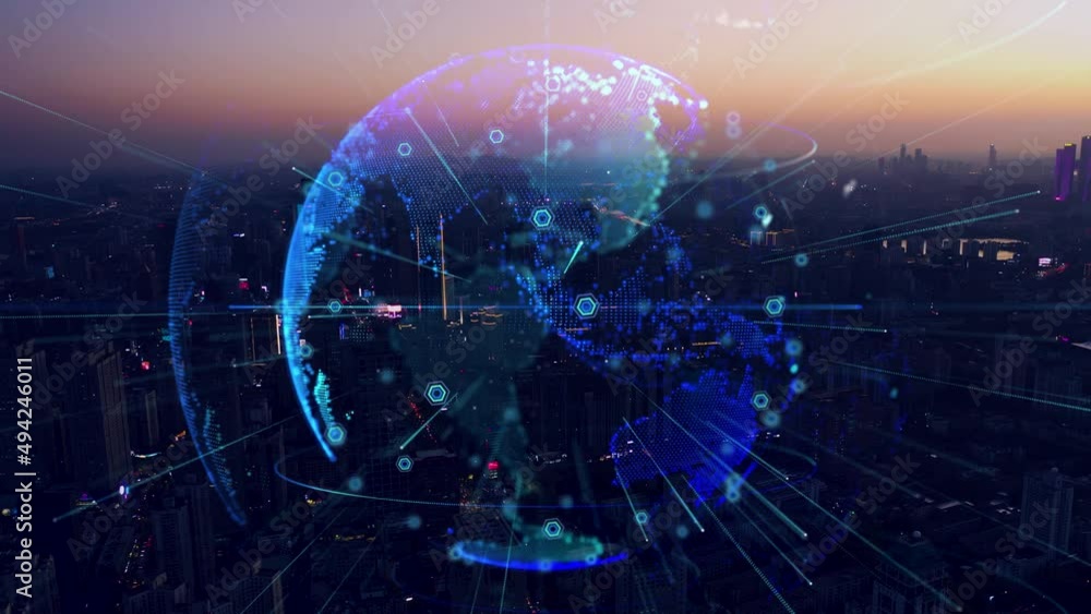 smart Connected city skyline. Futuristic network concept, city Technology smart Connected city skyline. Futuristic network concept, city Technology