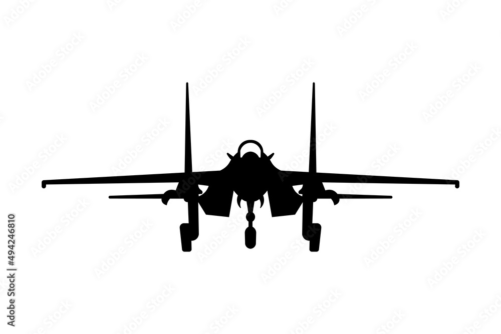 Fighter aircraft Flanker-B or SU-27 simple icon for web and app Fighter aircraft Flanker-B or SU-27 simple icon for web and app