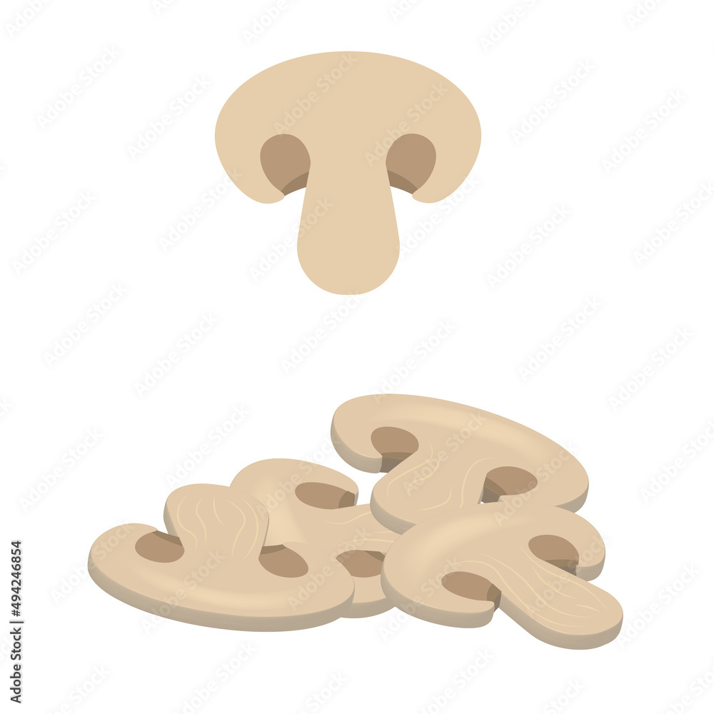Mushroom slices for burger or sandwich Illustration of food for shops Mushroom slices for burger or sandwich Illustration of food for shops