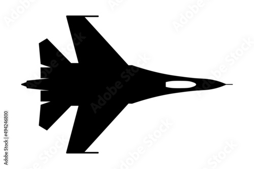Fighter aircraft Flanker-B or SU-27 simple icon for web and app