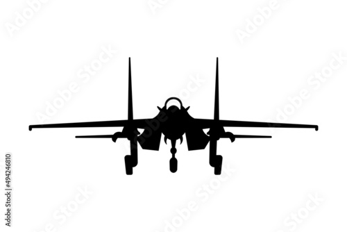 Fighter aircraft Flanker-B or SU-27 simple icon for web and app