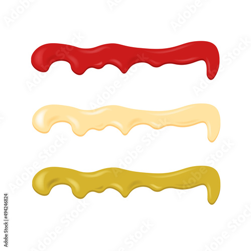 Ketchup and mayonnaise and mustard for burger or sandwich Illustration of food