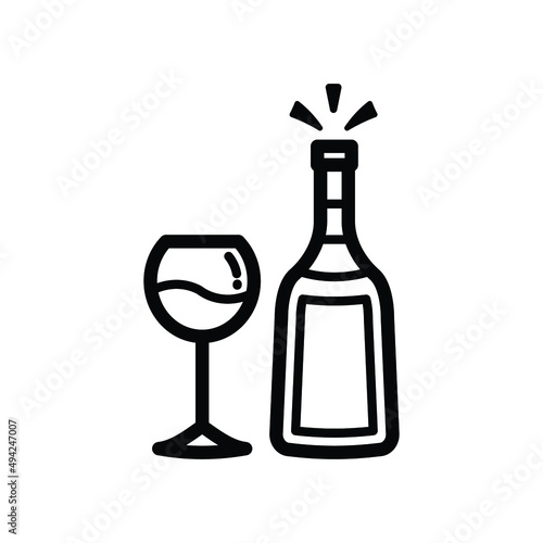 Wine bottle and Wine glass icon.