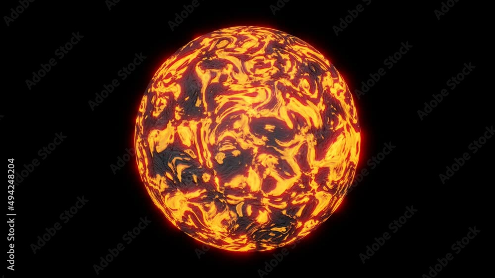 Hot lava planet. Planet Alien isolated on black background. 3D rendering. High quality 4k footage Hot lava planet. Planet Alien isolated on black background. 3D rendering. High quality 4k footage