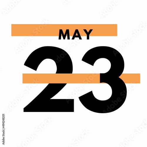 May 23 . Modern calendar icon .date ,day, month .Flat style calendar for the month of May