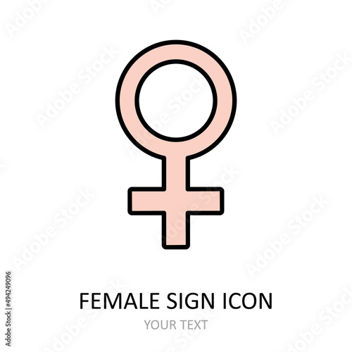 The symbol of woman, the astronomical symbol of Venus and the alchemical symbol of copper. Vector icon