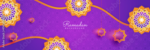 Stylish golden mosque design islamic banner background