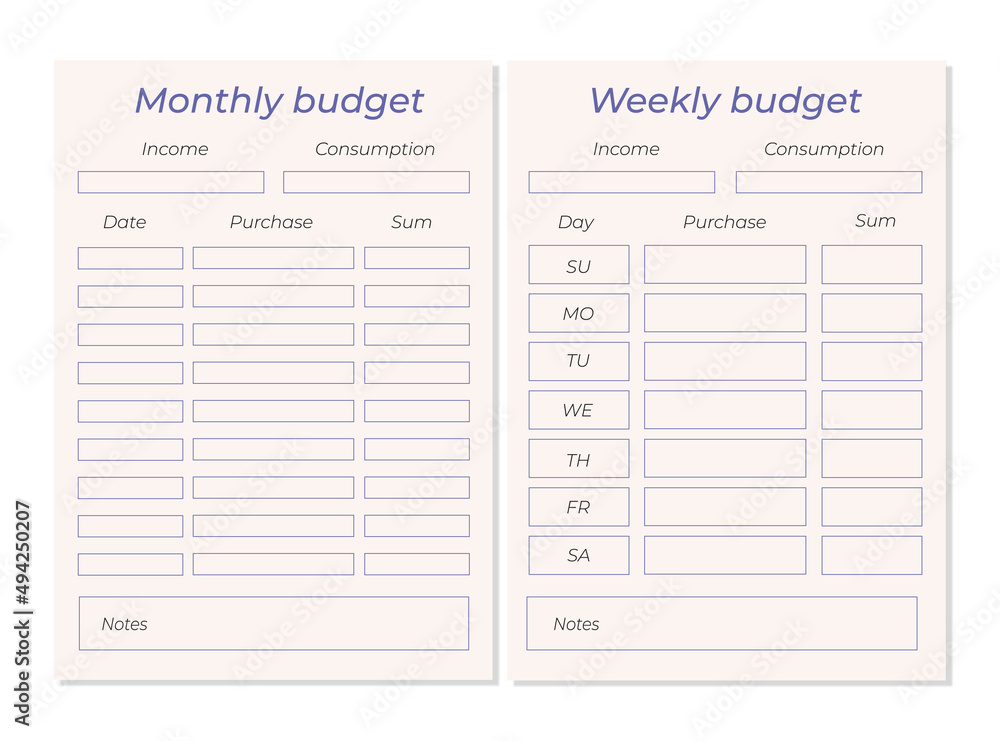 Monthly and weekly budget planner using Color of the Year Very Peri Monthly and weekly budget planner using Color of the Year Very Peri