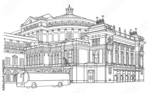 The Mariinsky Theatre in Saint Petersburg Russia  line art architecture drawing  hand drawn city illustration on white background
