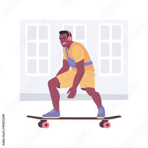 Longboarding isolated cartoon vector illustrations.