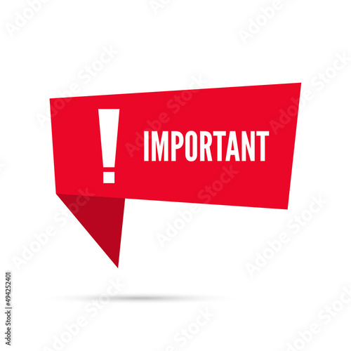 Red banner with exclamation mark