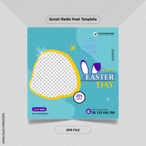 Happy easter day promotion social media post instagram premium facebook banner template vector