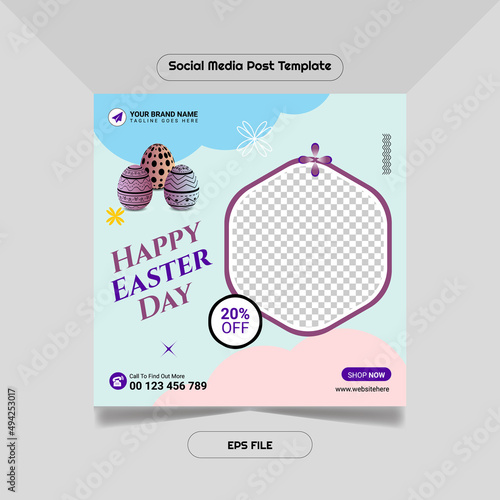 Happy easter day promotion social media post instagram premium facebook banner template vector