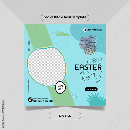 Happy easter day promotion social media post instagram premium facebook banner template vector