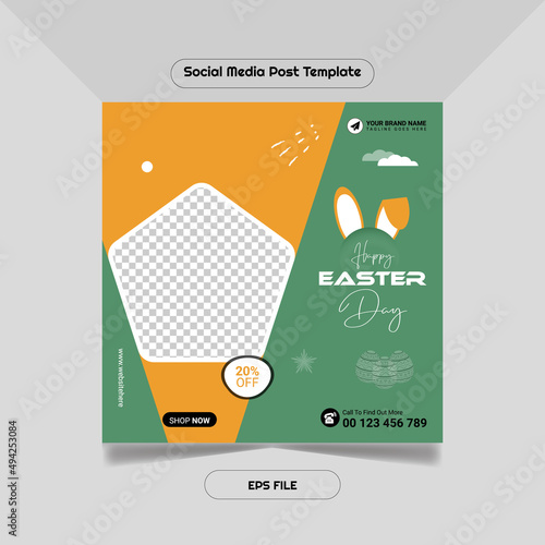 Happy easter day promotion social media post instagram premium facebook banner template vector