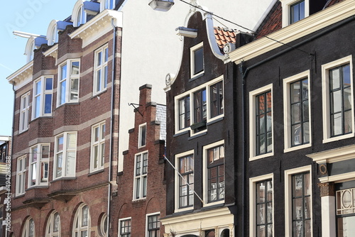 Amsterdam Kerkstraat Street Historic House Facades Close Up, Netherlands