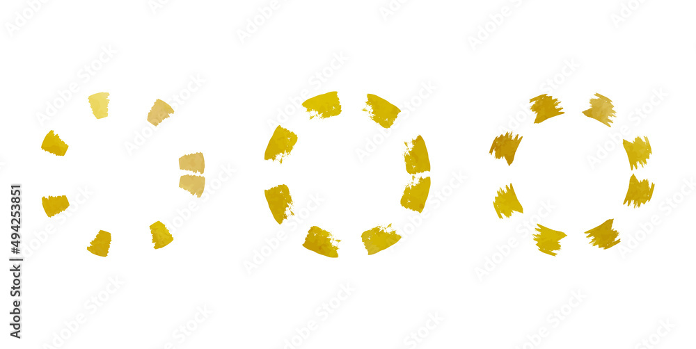 yellow circle frame textured isolated vector set