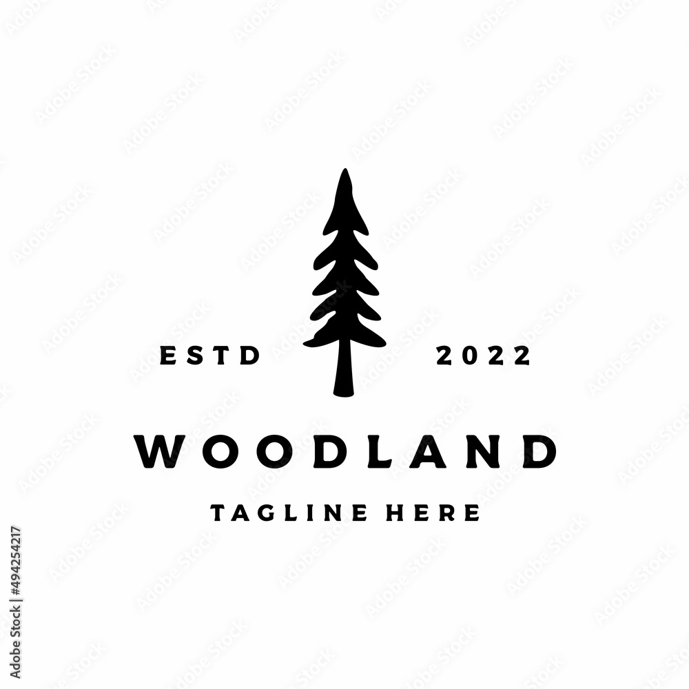 Evergreen Pine fir hemlock spruce conifer cedar tree logo design vector illustration Evergreen Pine fir hemlock spruce conifer cedar tree logo design vector illustration