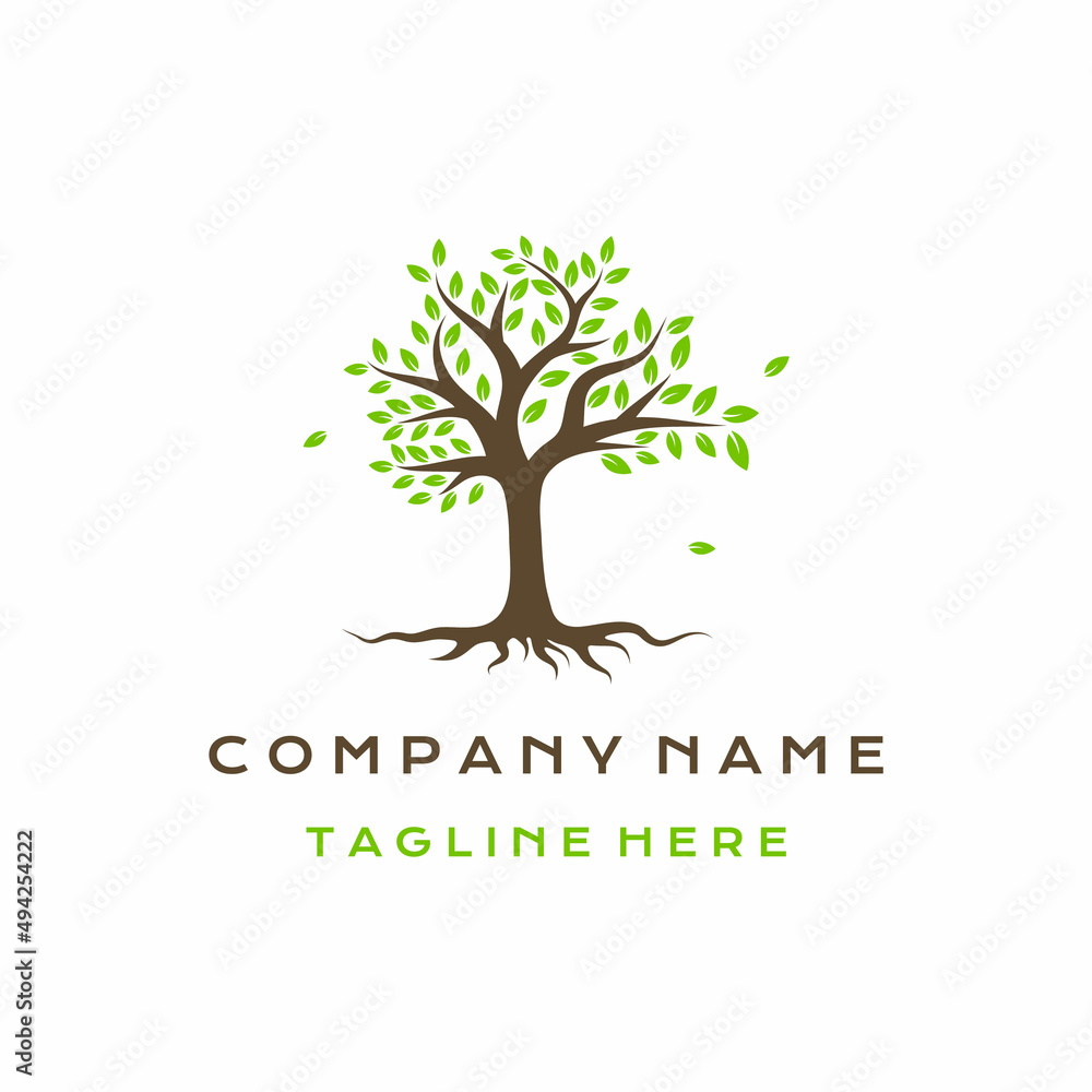 Tree and roots logo design vector isolated, abstract tree logo design illustration Tree and roots logo design vector isolated, abstract tree logo design illustration