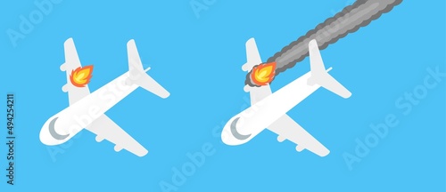 Plane Crash by Engine Failure and Falling Illustration