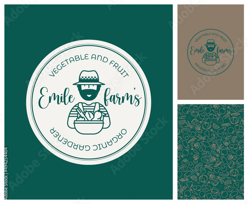 Logo pour producteur de produits bio, locaux, de saison. Identité de marque pour boutique, maraîcher, vente à la ferme, marché, épicerie. Charte graphique, étiquette, carte de visite, véhicule