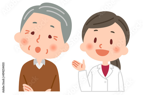説明をする医師と説明を聞く老人