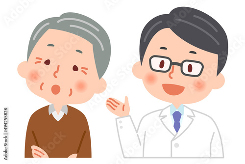 説明をする医師と説明を聞く老人