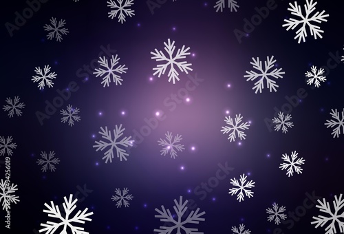 Dark Purple vector background with beautiful snowflakes  stars.