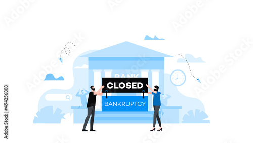 Bankruptcy concept. Animation ready duik friendly vector. Conceptual business story. Financial crisis, economic recession, bankruptcy, depression.
