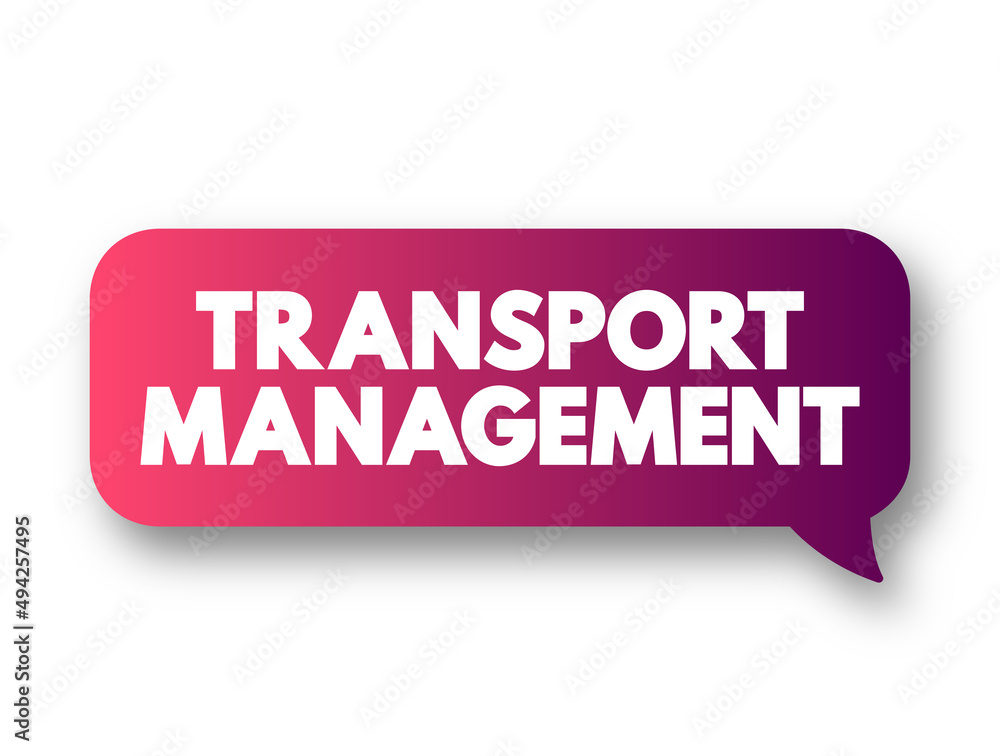 Transport Management - processes involved in the planning and coordination of delivering persons or goods from one place to another, text concept message bubble Transport Management - processes involved in the planning and coordination of delivering persons or goods from one place to another, text concept message bubble