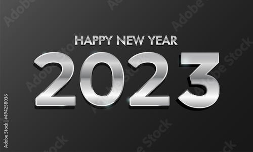 Silver Happy New Year 2023. Twenty Twenty Three vector design.
