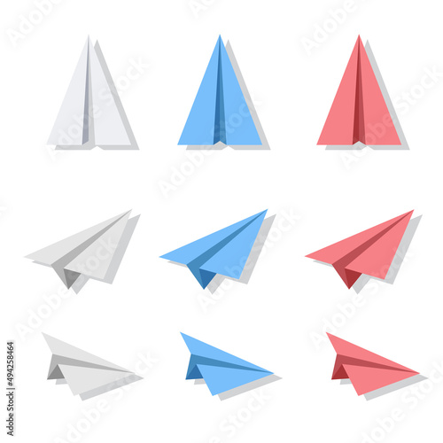 Collection of plane paper cartoon vector design. Pack of plane paper icon concept design. 3d style plane paper vector.