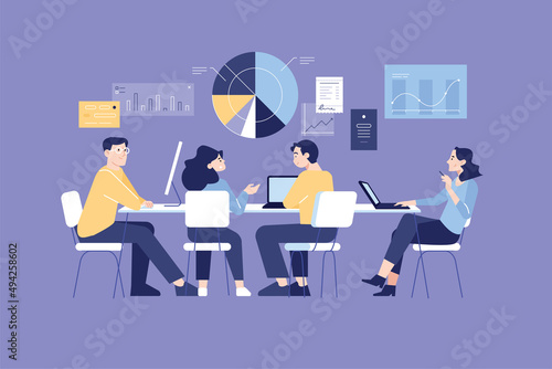 People concept. Vector illustration of  business, data analytics, market research, teamwork and coworking, management, for graphic and web design, business presentation and marketing material.