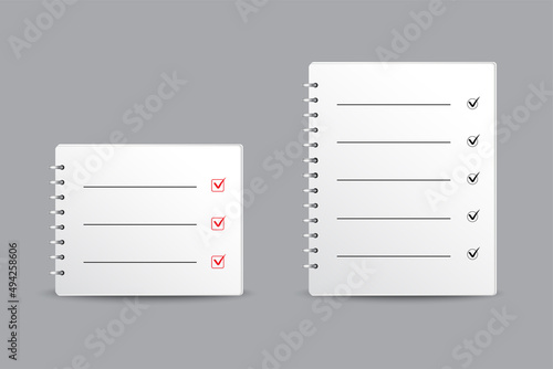 Collection of note book vector design. Elegant note book vector illustration.
Notebook checklist vector with 3d style.