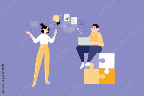 People concept. Vector illustration of business solution, consulting, project management, startup, for graphic and web design, business presentation and marketing material.