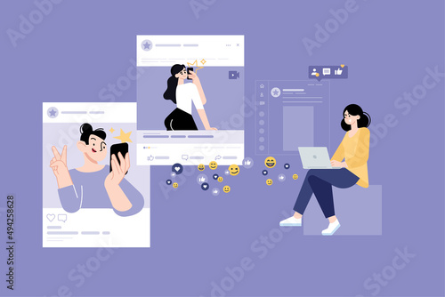 People concept. Vector illustration of social media, influencer, social community, networking, communication for graphic and web design, business presentation and marketing material.