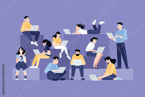 People concept. Vector illustration of social network, online communication, community, internet group, live chat for graphic and web design, business presentation and marketing material.