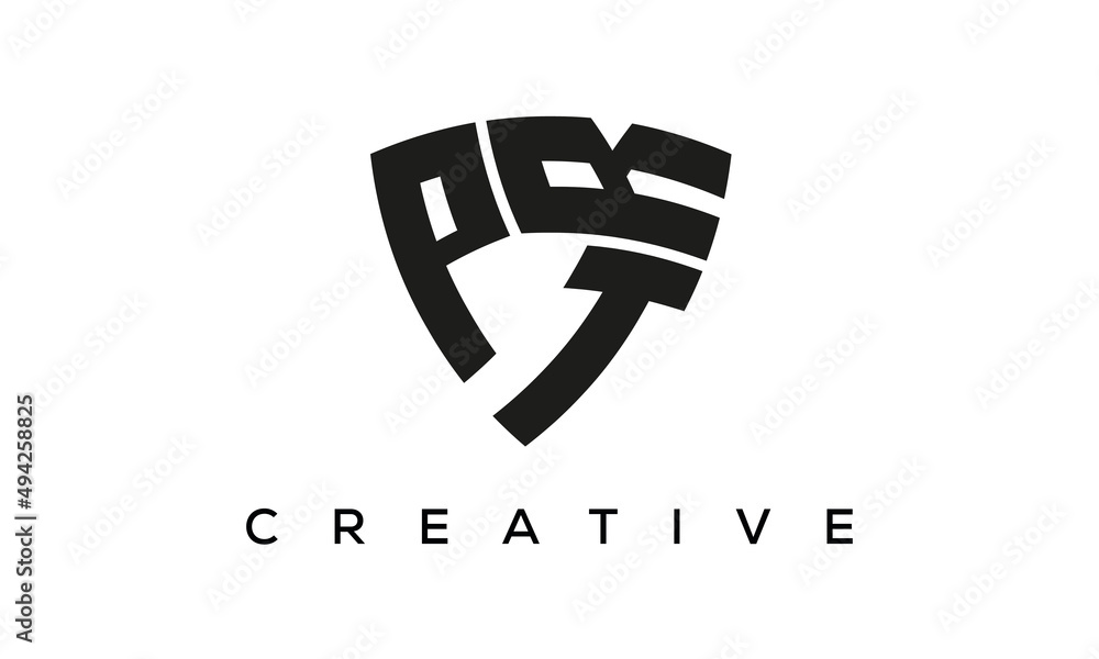 Shield letters PTR creative logo Shield letters PTR creative logo