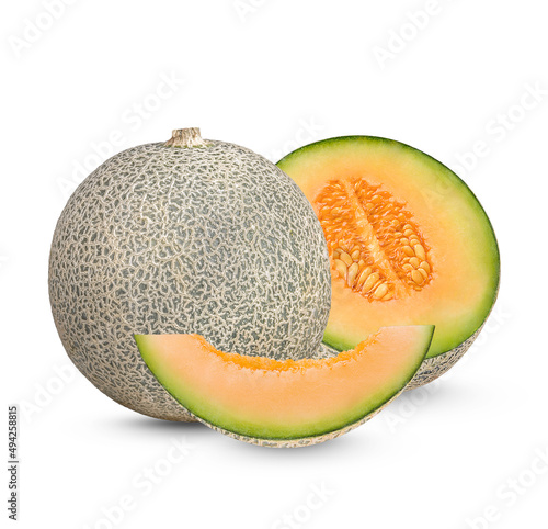 Fresh japanese melons isolated on white background