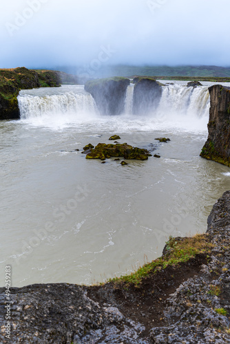 Beautifulaerial view of the massive Godafoss waterfall in Iceland  la waterfall of the gods -Go  afoss