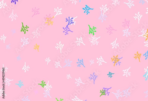 Light Multicolor vector doodle pattern with branches.