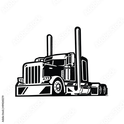 Big rig 18 wheeler vector. Semi truck vector isolated. Best for trucking and freight related industry