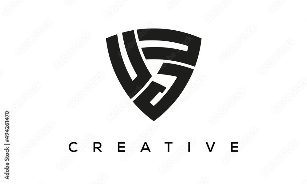 Shield letters UJU creative logo Shield letters UJU creative logo