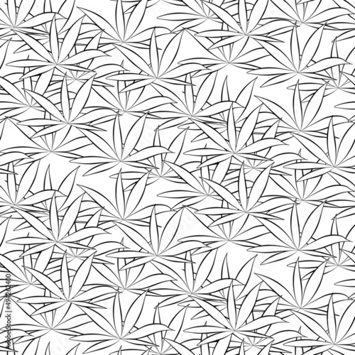 Vector seamless half-drop pattern, with leaves