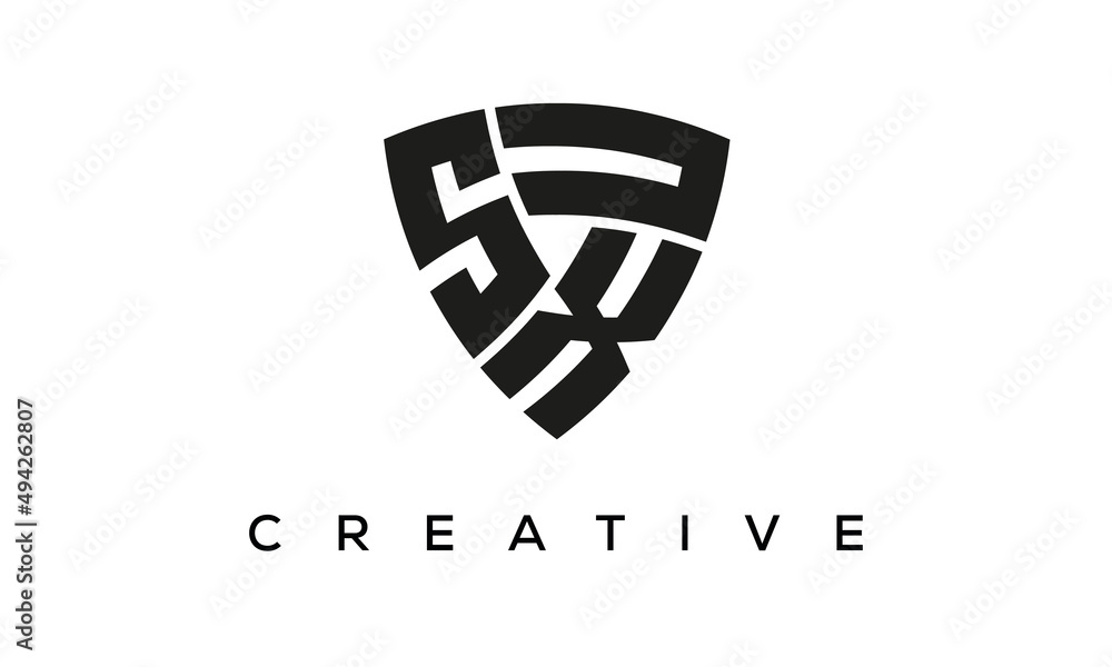 Shield letters SXU creative logo Shield letters SXU creative logo