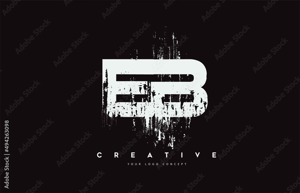 Obraz premium EB E B Grunge Brush Letter Logo Design in White Colors Vector Illustration.